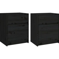 vidaXL Nachtkastjes 2 st 40x31x50 cm massief grenenhout zwart