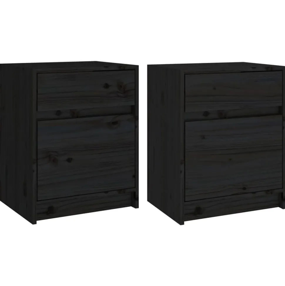 vidaXL Nachtkastjes 2 st 40x31x50 cm massief grenenhout zwart