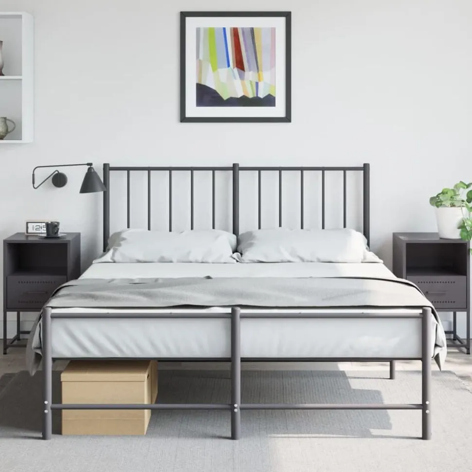 vidaXL Nachtkastjes 2 st 36x39x60,5 cm staal zwart
