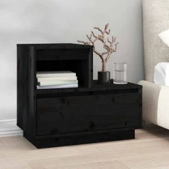vidaXL Nachtkastjes 2 st 60x34x51 cm massief grenenhout zwart