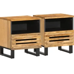 vidaXL Nachtkastjes 2 st 40x34x46 cm massief ruw mangohout