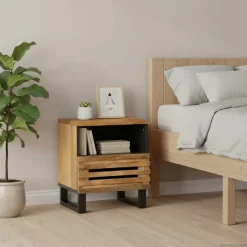 vidaXL Nachtkastjes 2 st 40x34x46 cm massief ruw mangohout