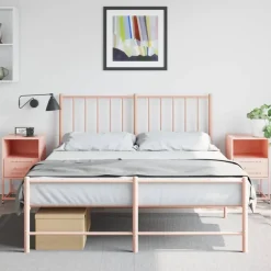 vidaXL Nachtkastjes 2 st 36x39x60,5 cm staal roze