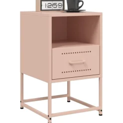 vidaXL Nachtkastjes 2 st 36x39x60,5 cm staal roze