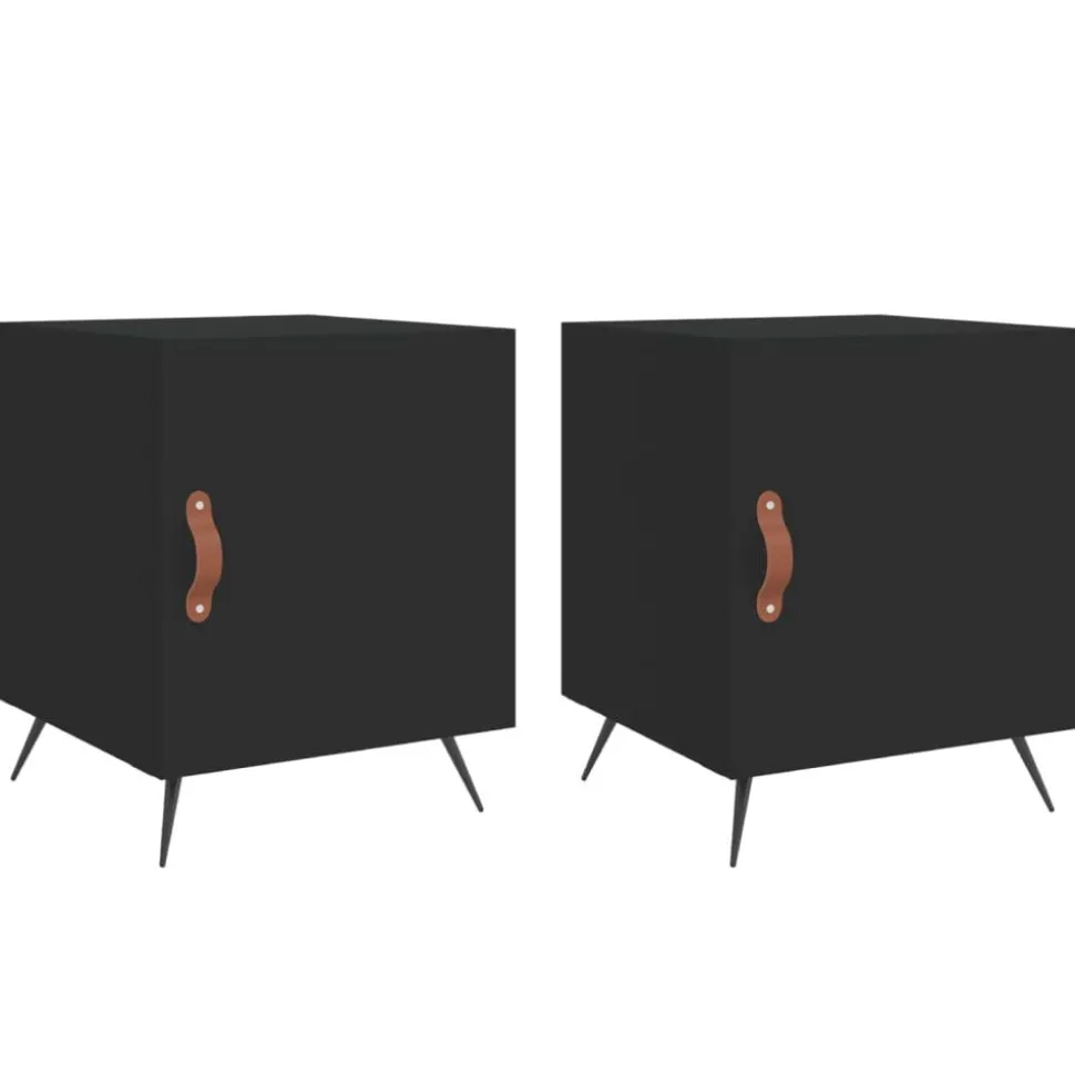 vidaXL Nachtkastjes 2 st 40x40x50 cm bewerkt hout zwart
