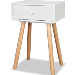 vidaXL Nachtkastjes 2 st 40x30x61 cm massief grenenhout wit