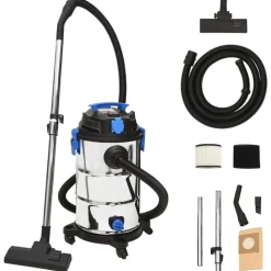 vidaXL Nat- en droogzuiger 1200 W 30 L zilverkleurig