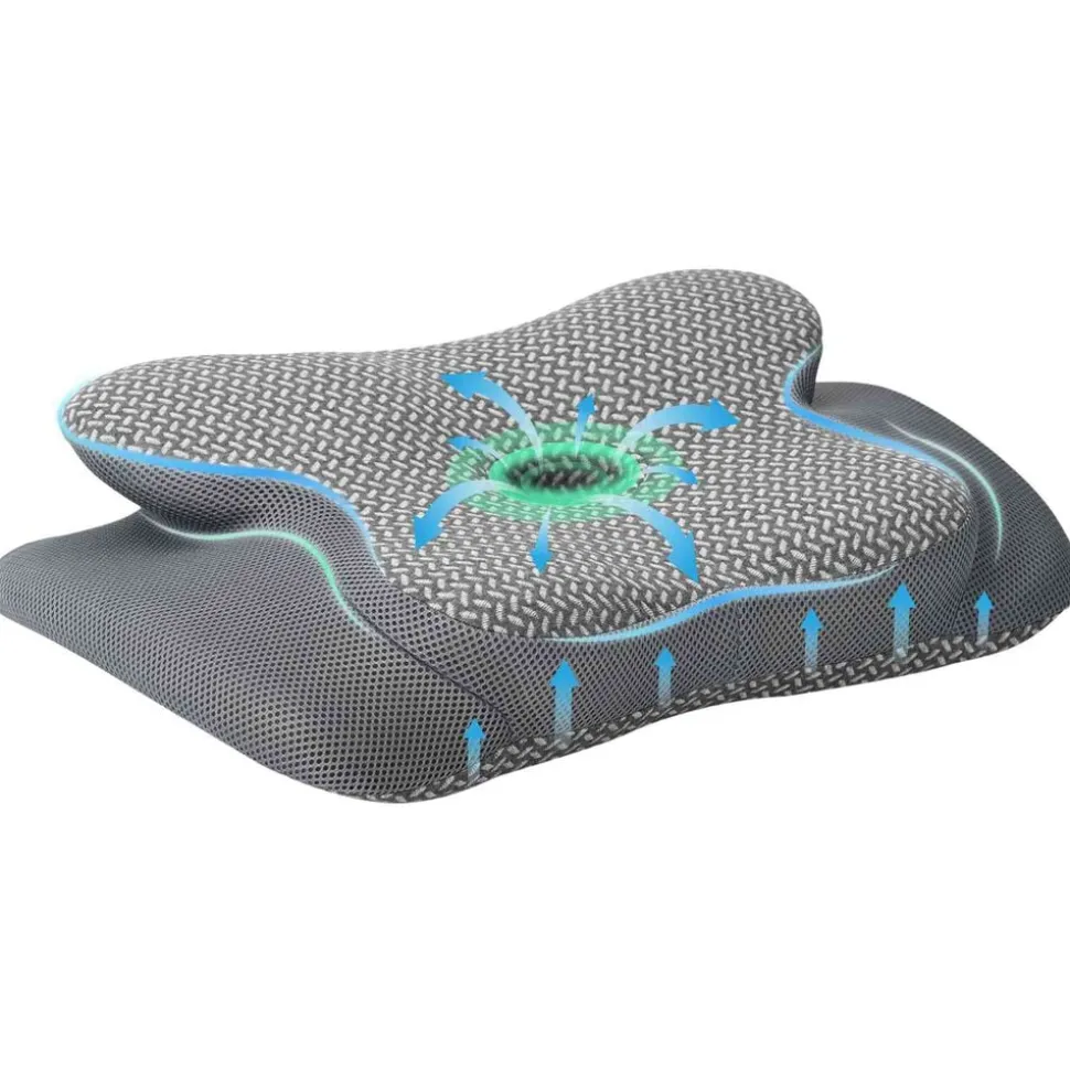 vidaXL Nek kussen Grijs Traagschuim 58 x 38 x 12 cm