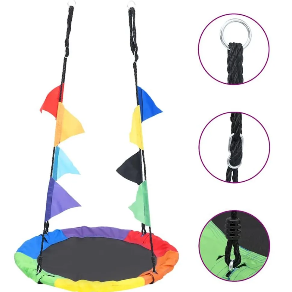 vidaXL Nestschommel met vlaggetjes 100 cm regenboogkleurig