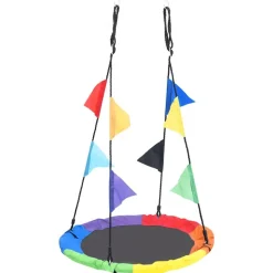 vidaXL Nestschommel met vlaggetjes 100 cm regenboogkleurig