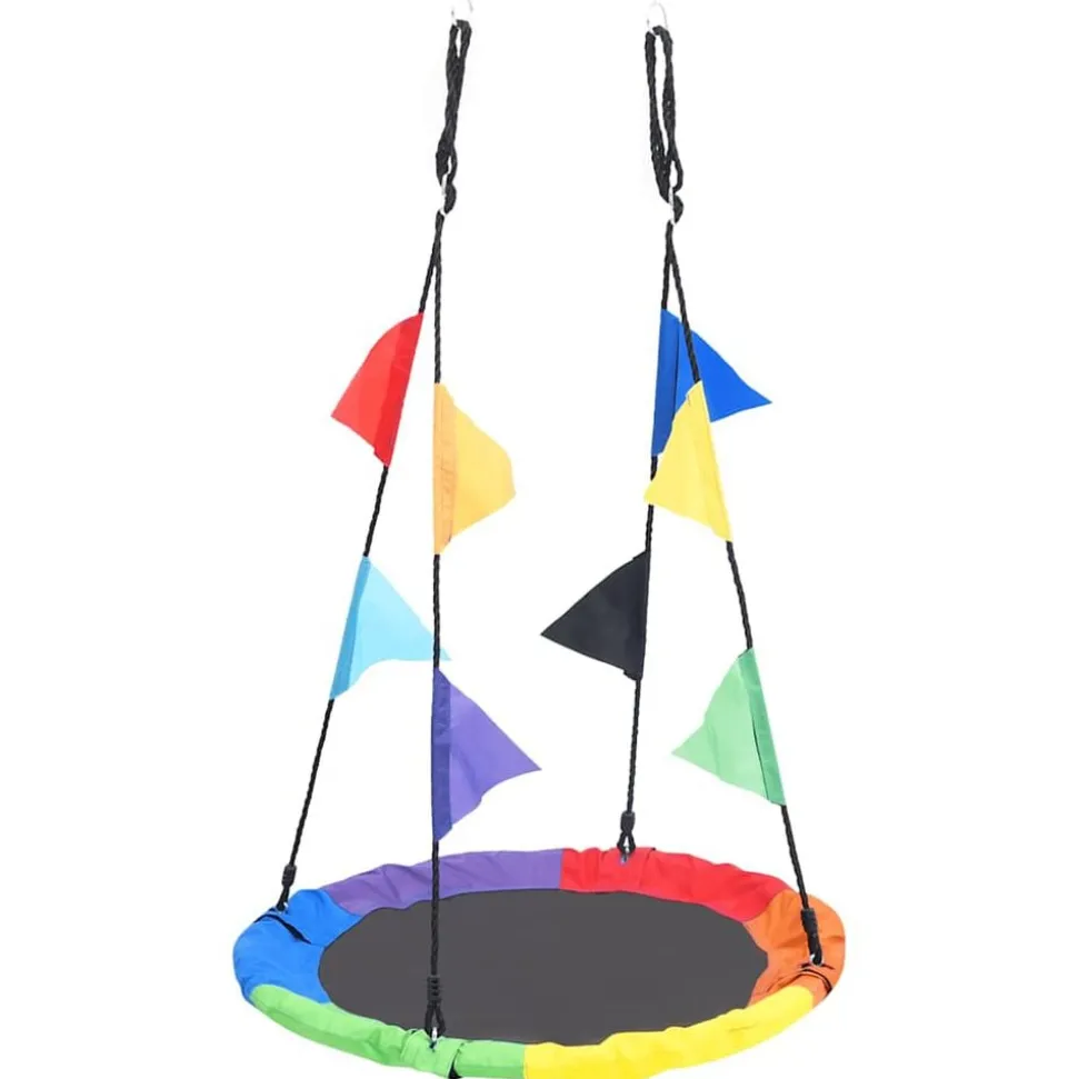 vidaXL Nestschommel met vlaggetjes 100 cm regenboogkleurig