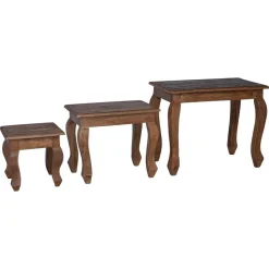 vidaXL Nesttafel 3 pcs Bruin Massief mahoniehout