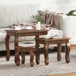 vidaXL Nesttafel 3 pcs Bruin Massief mahoniehout
