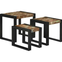 vidaXL Nesttafel 3 pcs Massief hergebruikt Hout en Metaal