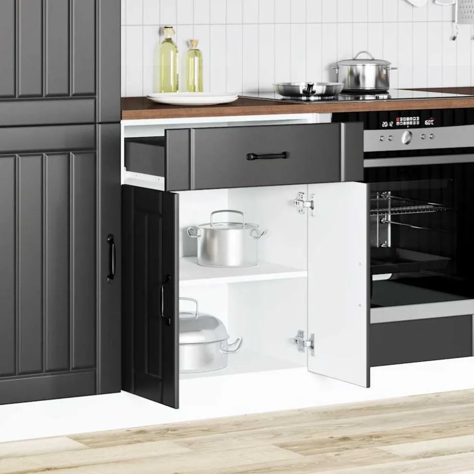 vidaXL Onderkast Lucca bewerkt hout zwart