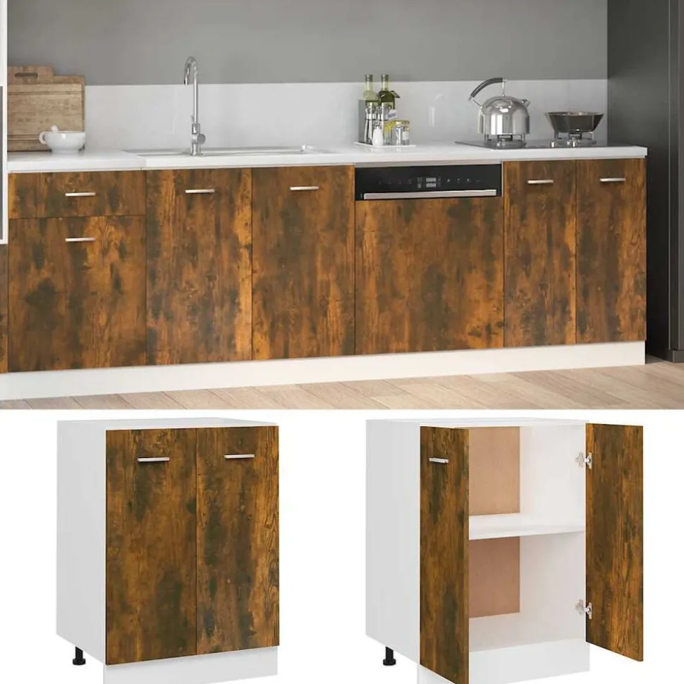 vidaXL Onderkast Lyon 60x46x81,5 cm bewerkt hout gerookt eikenkleurig