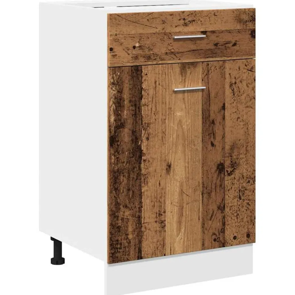 vidaXL Onderkast met lade Lyon 50x46x81,5 cm bewerkt hout oud houtkleurig