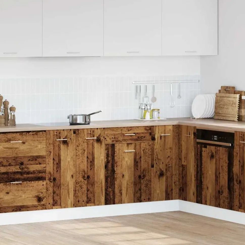 vidaXL Onderkast met lade Lyon 50x46x81,5 cm bewerkt hout oud houtkleurig
