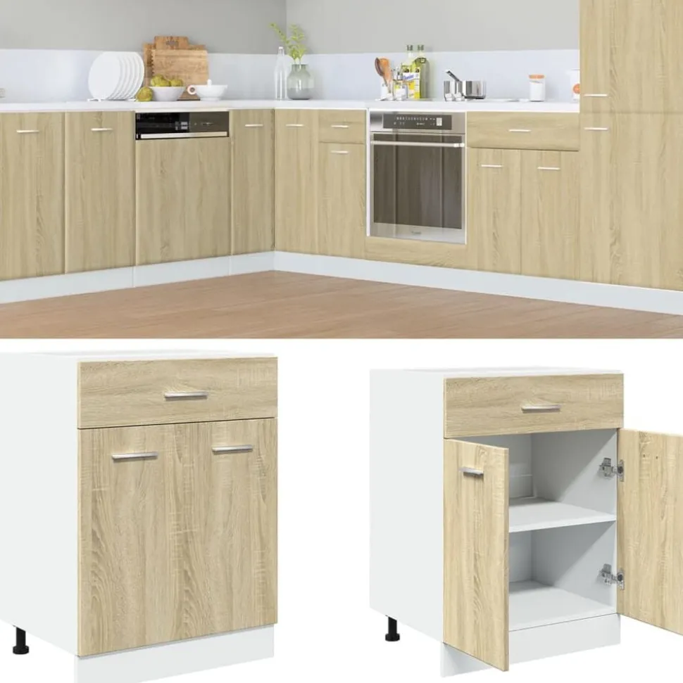 vidaXL Onderkast met lade Lyon 60x46x81,5 cm bewerkt hout sonoma eikenkleurig