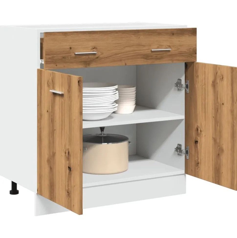 vidaXL Onderkast met lade Lyon 80x46x81,5 cm bewerkt hout artisanaal eiken