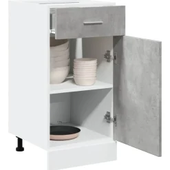 vidaXL Onderkast met lade Lyon 40x46x81,5 cm bewerkt hout betongrijs