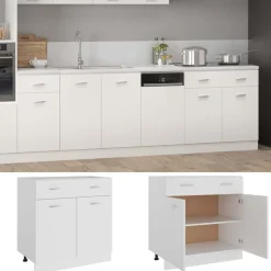 vidaXL Onderkast met lade Lyon 80x46x81,5 cm bewerkt hout wit