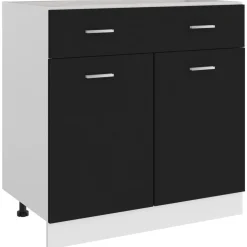 vidaXL Onderkast met lade Lyon 80x46x81,5 cm bewerkt hout zwart