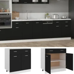 vidaXL Onderkast met lade Lyon 80x46x81,5 cm bewerkt hout zwart