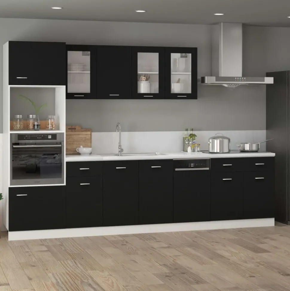 vidaXL Onderkast met lade Lyon 80x46x81,5 cm bewerkt hout zwart