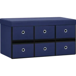 vidaXL Opbergbank inklapbaar 76x38x38 cm kunstlinnen blauw