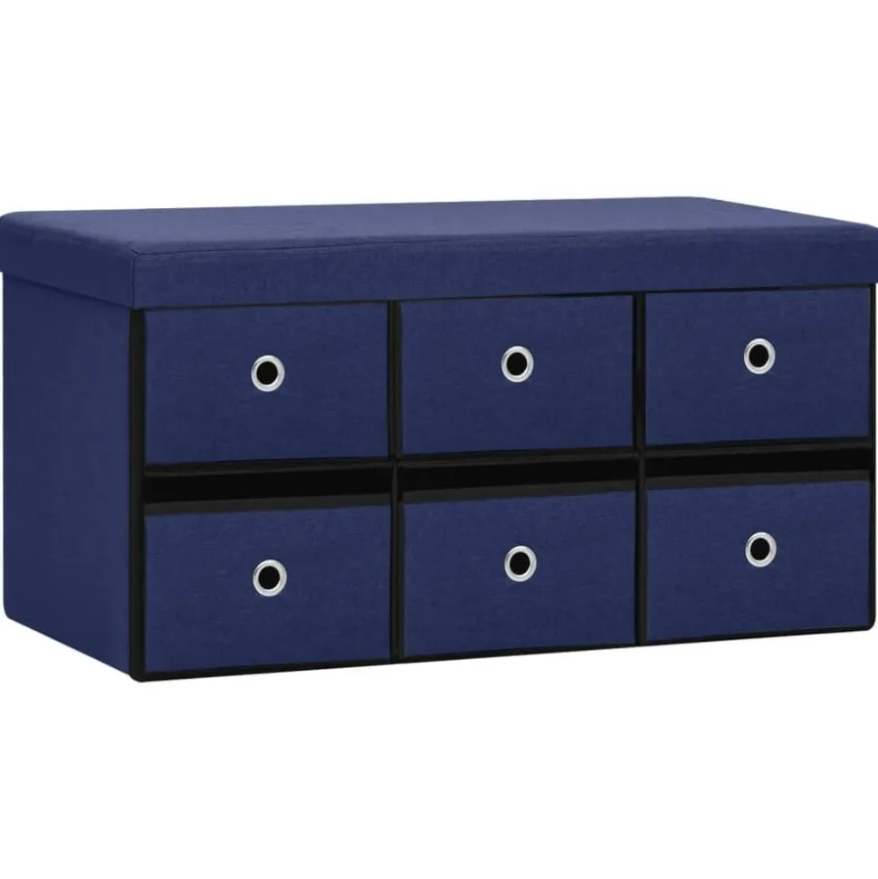 vidaXL Opbergbank inklapbaar 76x38x38 cm kunstlinnen blauw