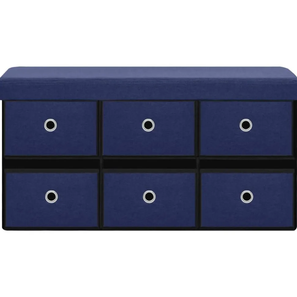vidaXL Opbergbank inklapbaar 76x38x38 cm kunstlinnen blauw