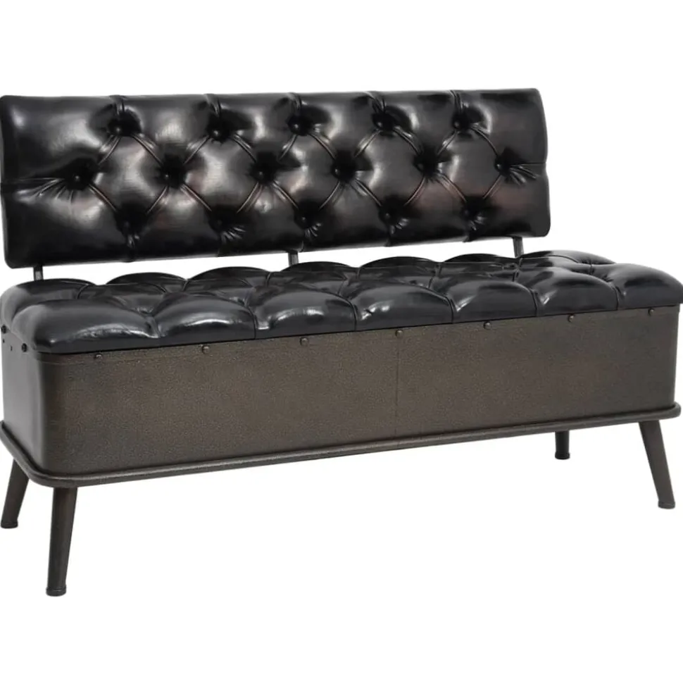 vidaXL Opbergbank met rugleuning 110 cm kunstleer zwart