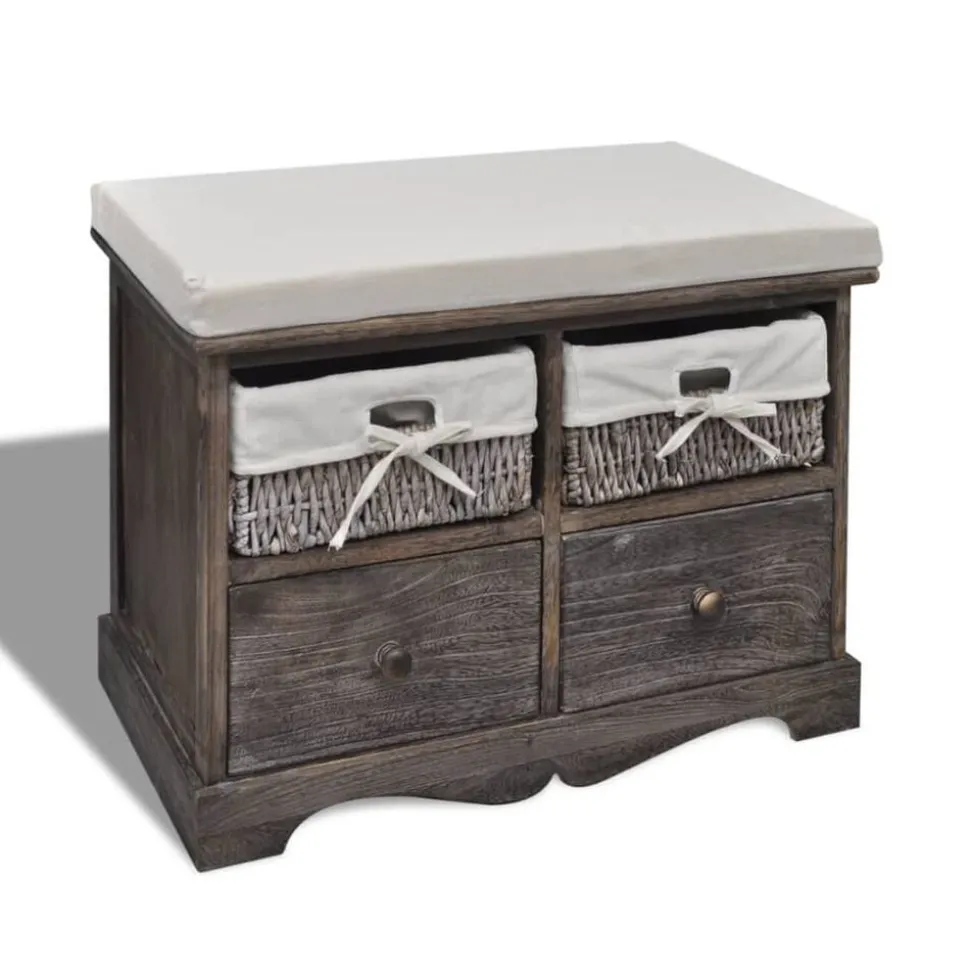 vidaXL Opbergbank 62x33x42 cm paulowniahout bruin