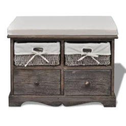 vidaXL Opbergbank 62x33x42 cm paulowniahout bruin