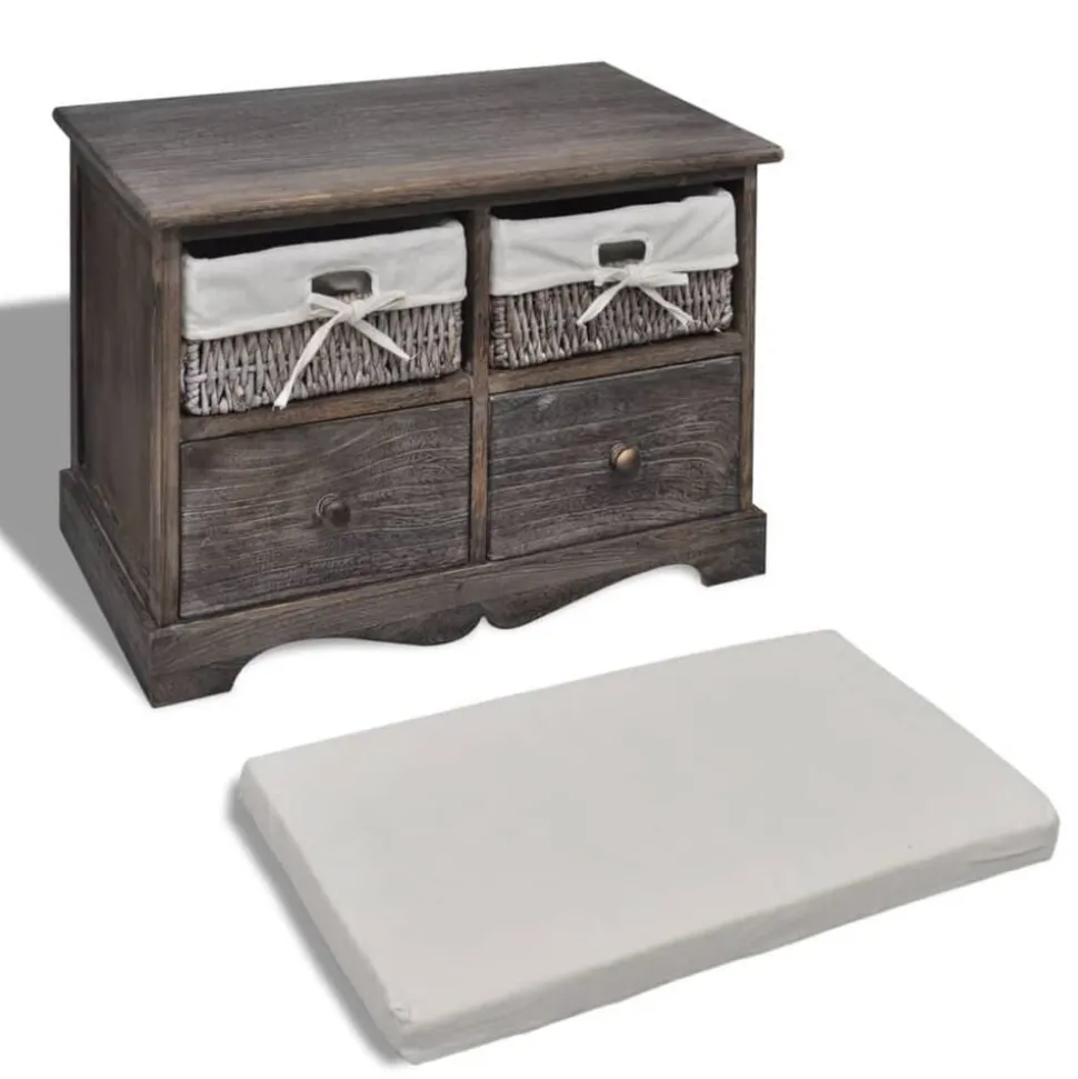 vidaXL Opbergbank 62x33x42 cm paulowniahout bruin