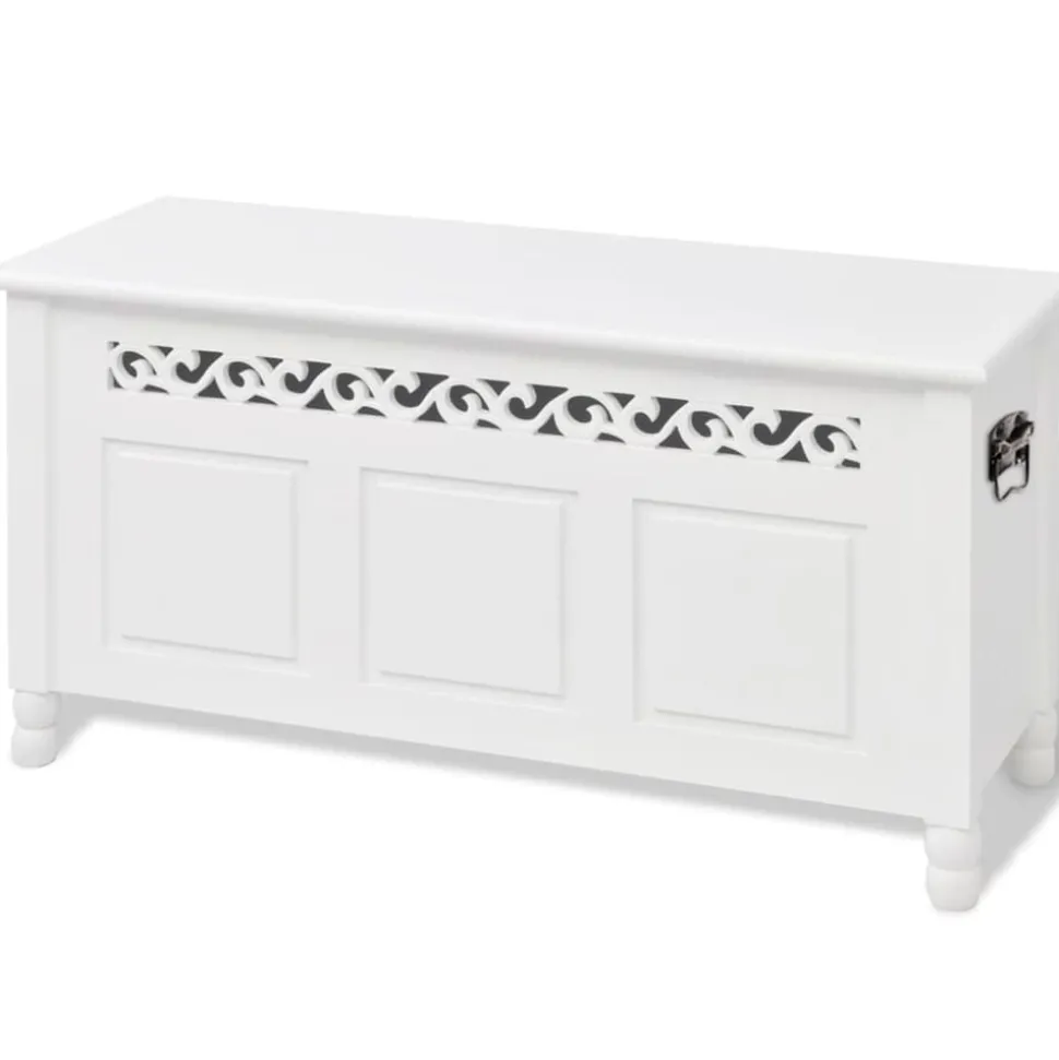vidaXL Opbergbankje barokstijl MDF wit