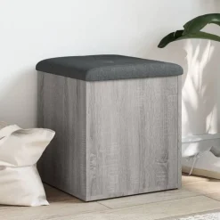 vidaXL Opbergbankje 42x42x45 cm bewerkt hout grijs sonoma eikenkleurig