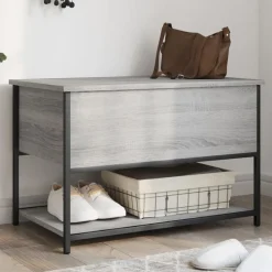 vidaXL Opbergbankje 70x42,5x47 cm bewerkt hout grijs sonoma eikenkleur