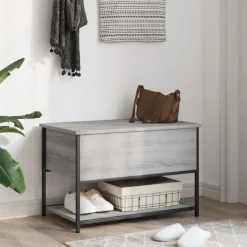 vidaXL Opbergbankje 70x42,5x47 cm bewerkt hout grijs sonoma eikenkleur