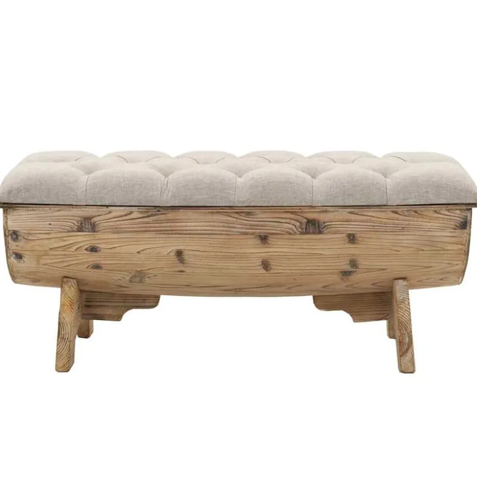 vidaXL Opbergbankje 103x51x44 cm massief hout en stof