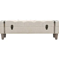 vidaXL Opbergbankje 111x34x37 cm massief hout en staal