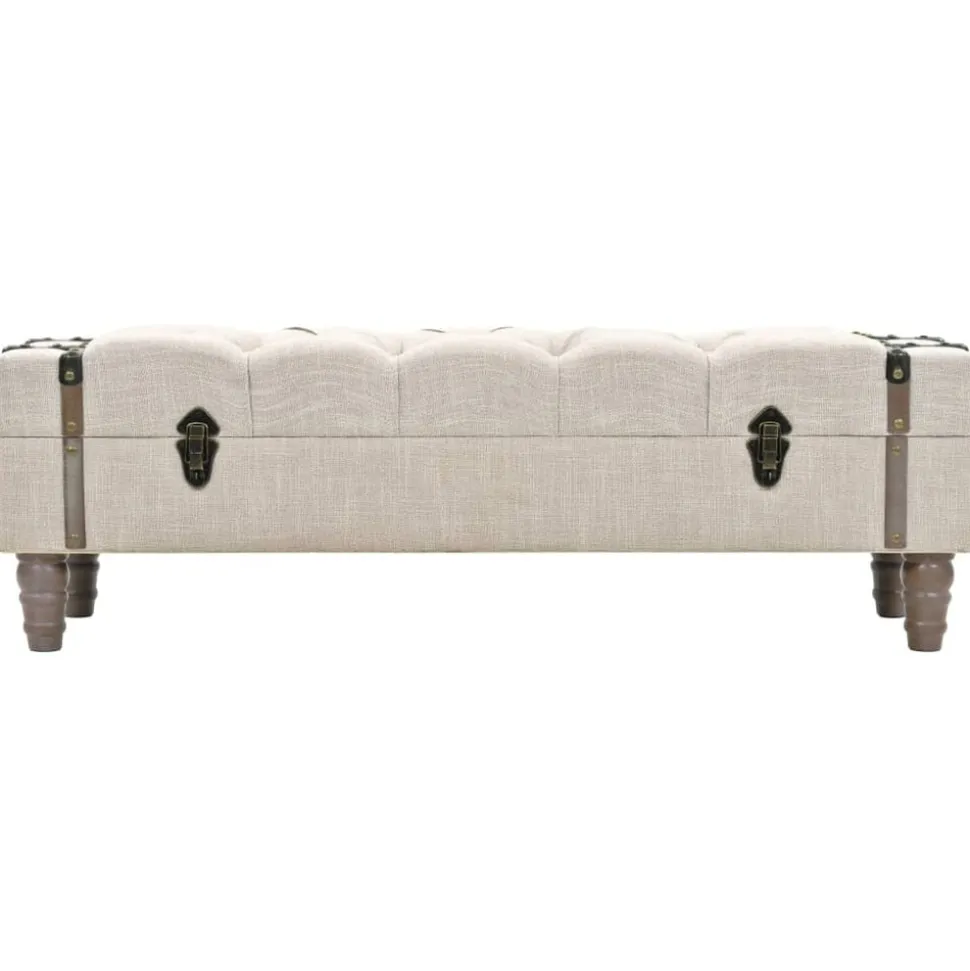 vidaXL Opbergbankje 111x34x37 cm massief hout en staal