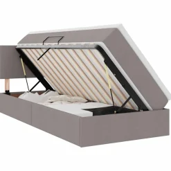 vidaXL Opbergbed met matras met opslag Taupe 90 x 190 cm Bewerkt hout