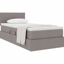 vidaXL Opbergbed met matras met opslag Taupe 90 x 190 cm Bewerkt hout