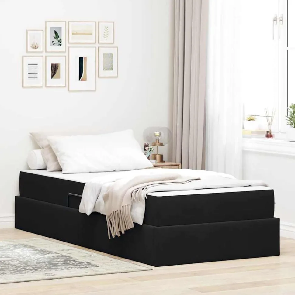 vidaXL Opbergbed met matras met matras Zwart 90 x 190 cm Fluweel