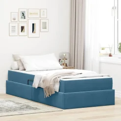 vidaXL Opbergbed met matras met matras Donkerblauw 90 x 190 cm Fluweel
