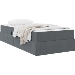 vidaXL Opbergbed met matras met matras Donkergrijs 90 x 190 cm Fluweel