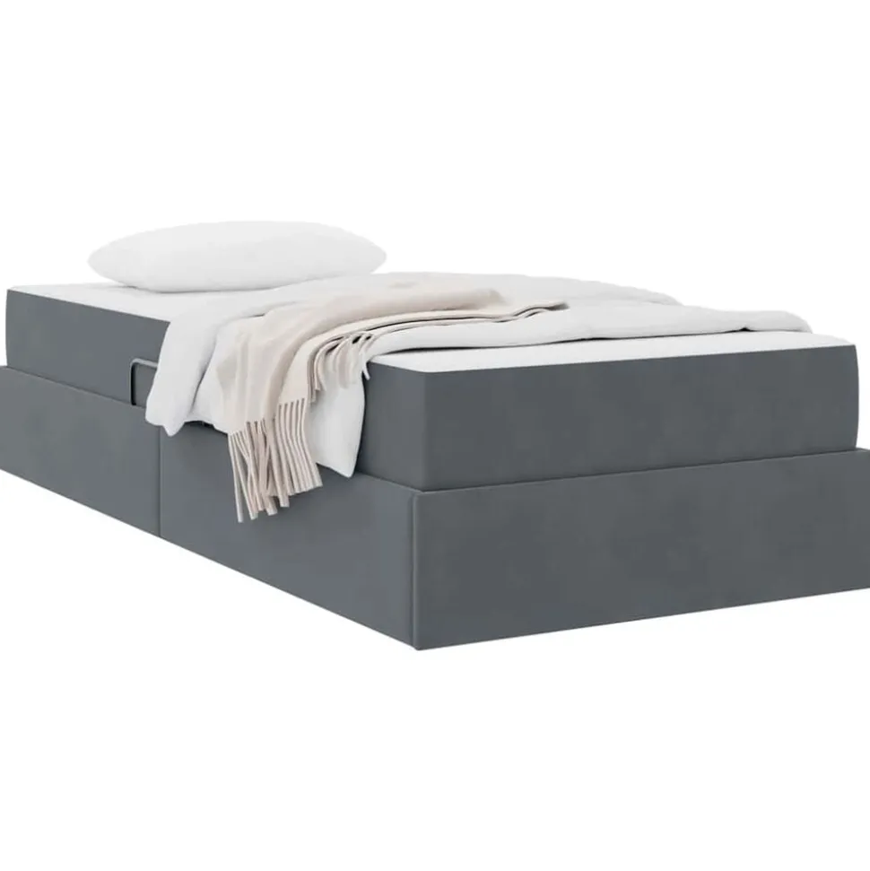 vidaXL Opbergbed met matras met matras Donkergrijs 90 x 190 cm Fluweel