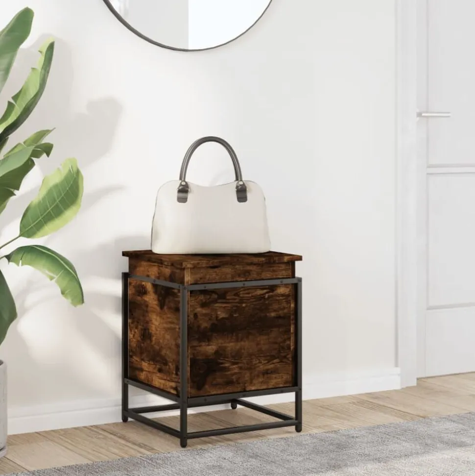 vidaXL Opbergbox met deksel 40x40x51,5 cm bewerkt hout gerookt eiken